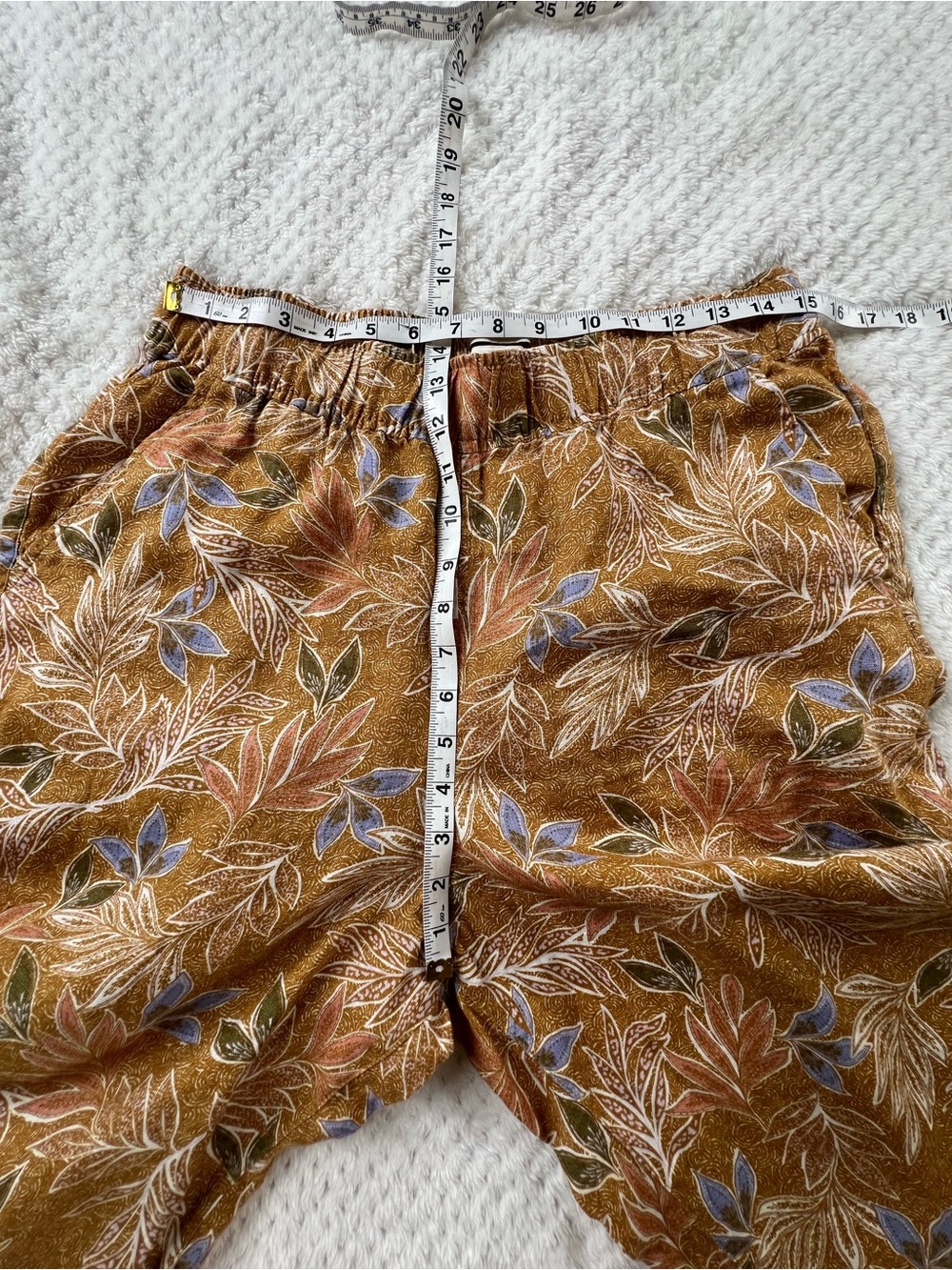 Cynthia Rowley Linen Floral Wide Leg Ankle Pants Mustard Floral Size L - Picture 12 of 14